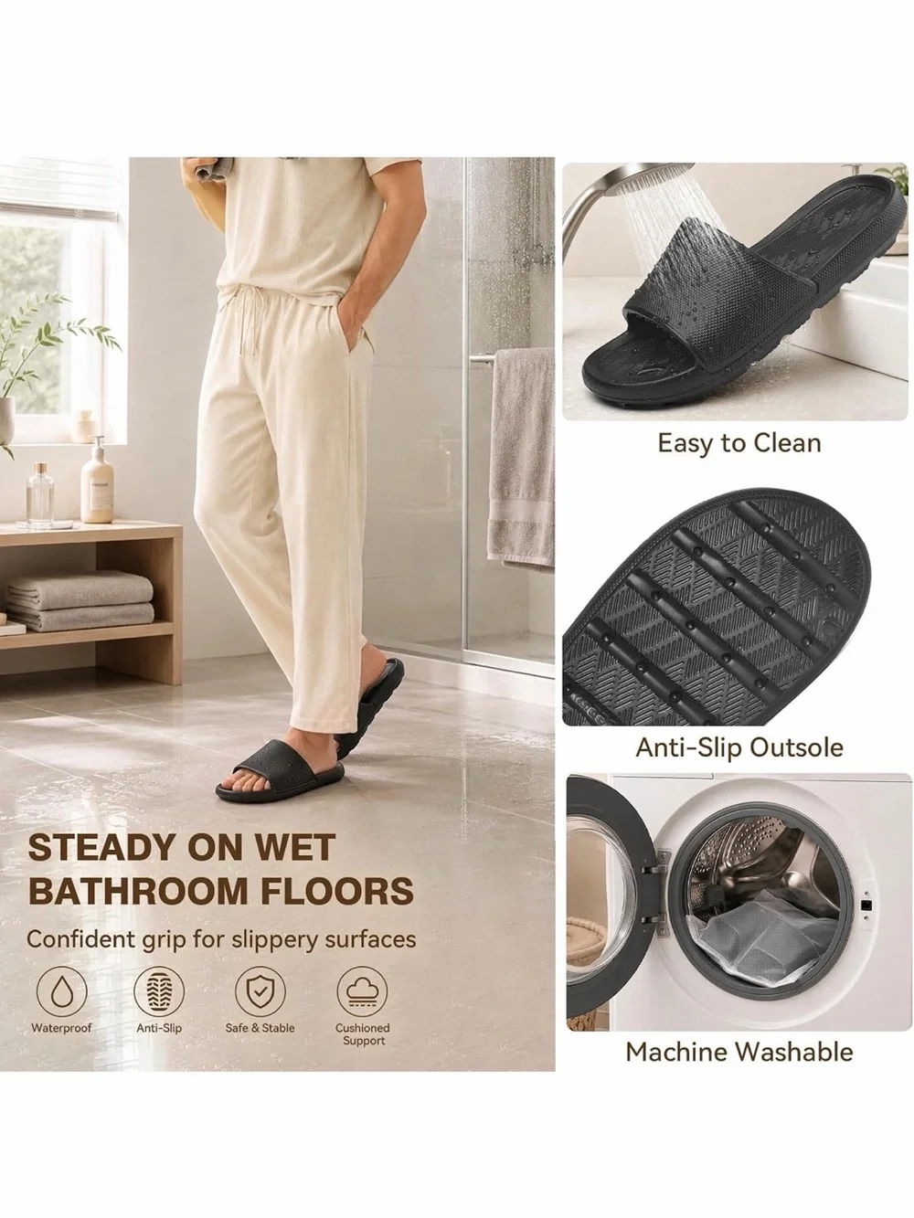 Brand: Frykun   Shower Shoes for Men Women with Arch Support Non Slip Quick